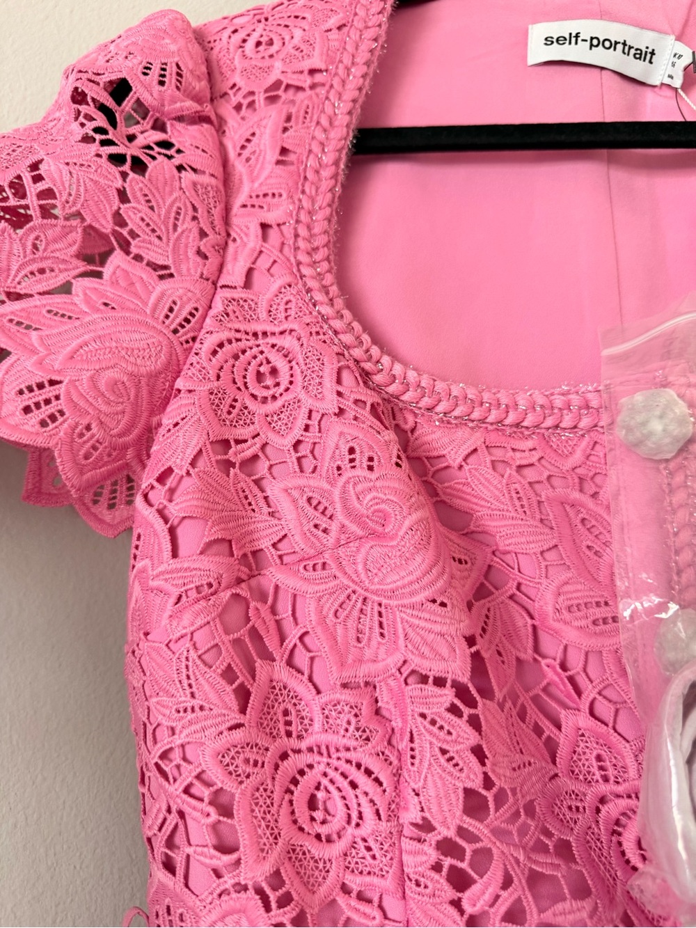 Self-Portrait Pink Lace Peplum Midi Dress - Picture 5 of 8